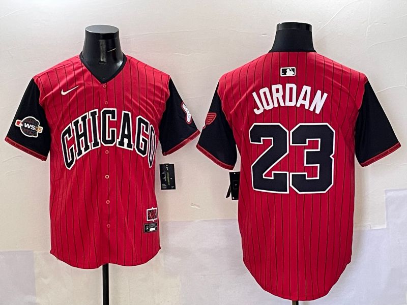 Men Chicago White Sox 23 Jordan Red Stripe Joint Name Nike 2025 MLB Jersey style 39